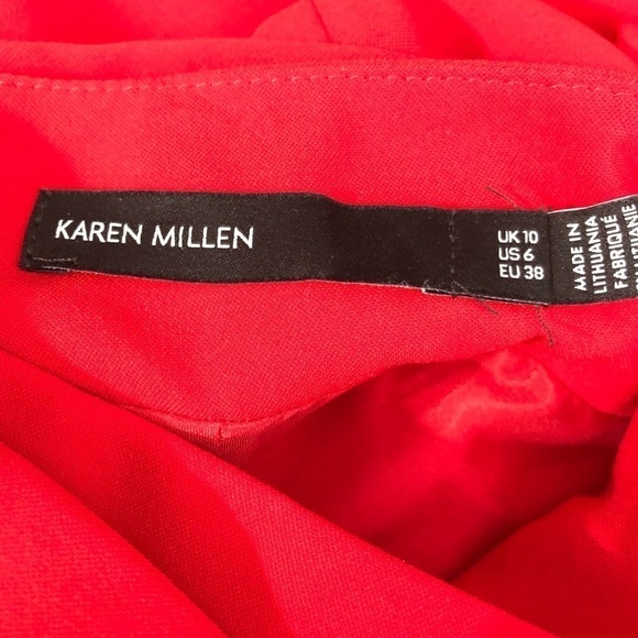 Karen Millen red dress with scarf, bell sleeve, 6 - Picture 7 of 9